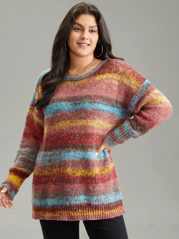 Heather Colorblock Contrast Drop Shoulder Pullover sold by Bloomchic