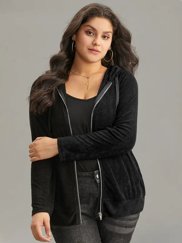 Supersoft Essentials Solid Terry Hooded Zipper Sweatshirt sold by Bloomchic