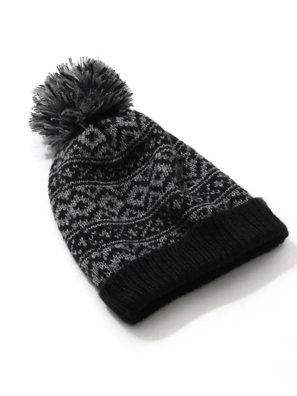 Geo Graphic Patchwork Fuzzy Hat sold by Bloomchic