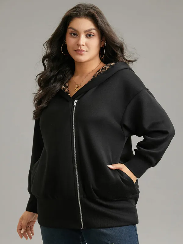 Leopard Patchwork Zipper Hooded Jacket sold by Bloomchic