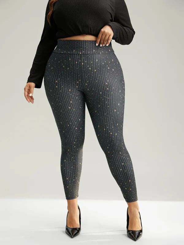 Striped & Star Print Elastic Waist Leggings sold by Bloomchic