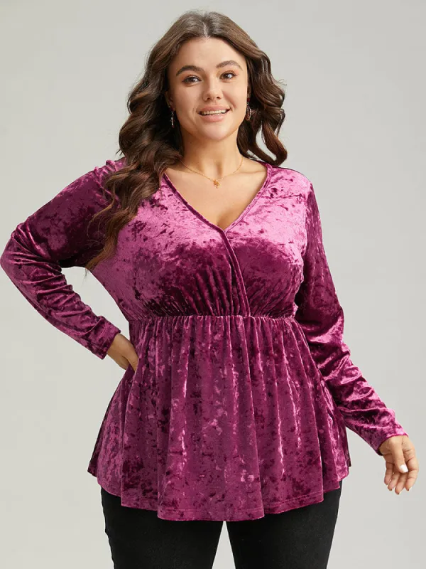 Velvet Plain Elastic Waist T-shirt sold by Bloomchic