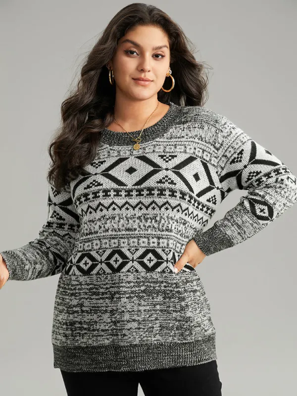 Bandana Print Heather Loose Pullover sold by Bloomchic