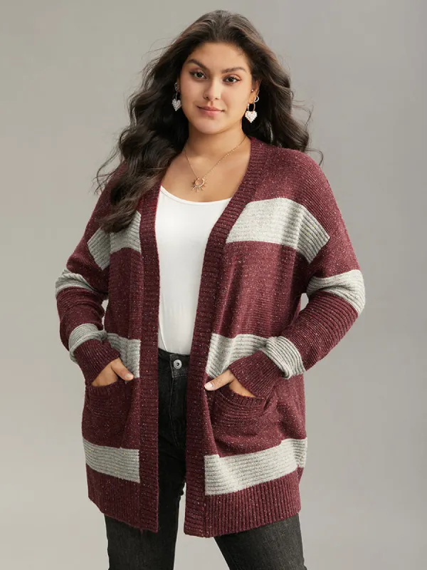 Colorblock Patched Pocket Open Front Cardigan sold by Bloomchic