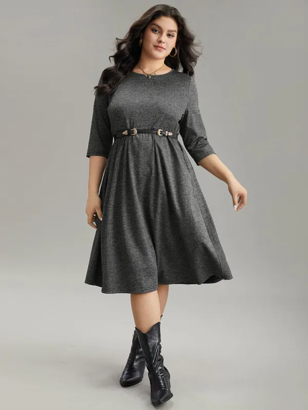 Plain Textured Pocket Elastic Waist Gathered Dress sold by Bloomchic