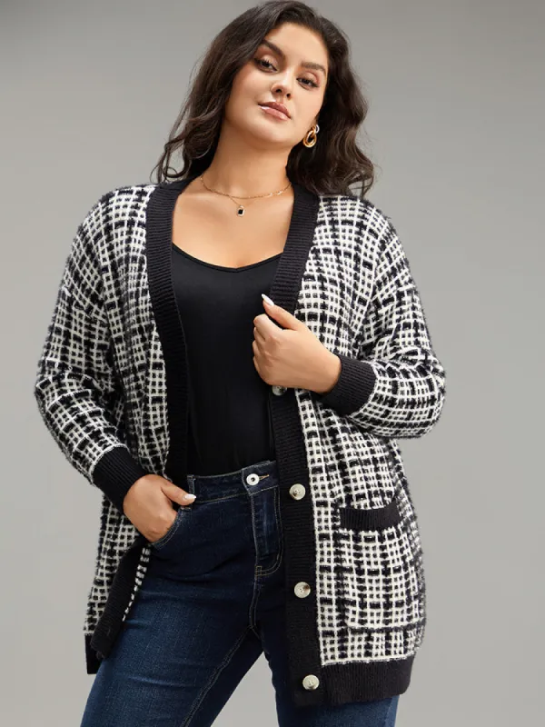Plaid Button Down Patched Pocket Cardigan sold by Bloomchic