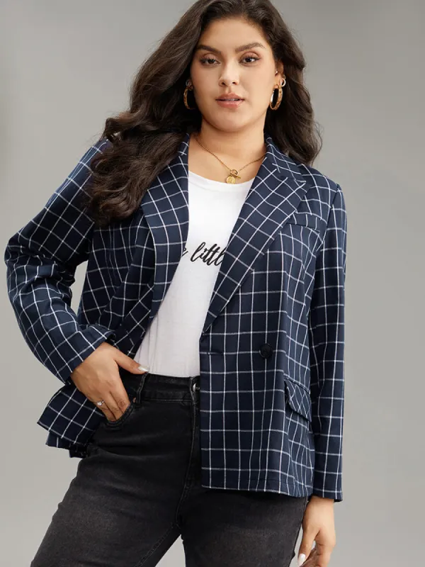 Plaid Flap Detail Suit Collar Button Up Blazer sold by Bloomchic