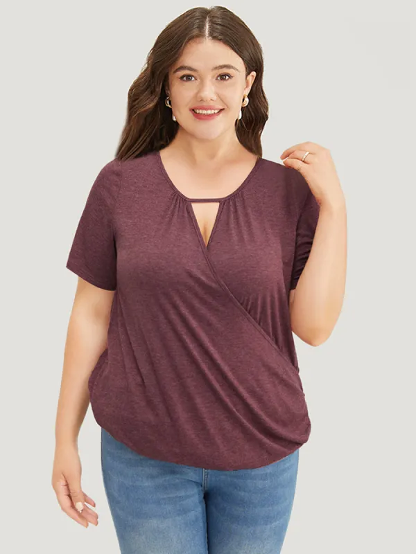 Solid Cut Out Wrap T-shirt sold by Bloomchic