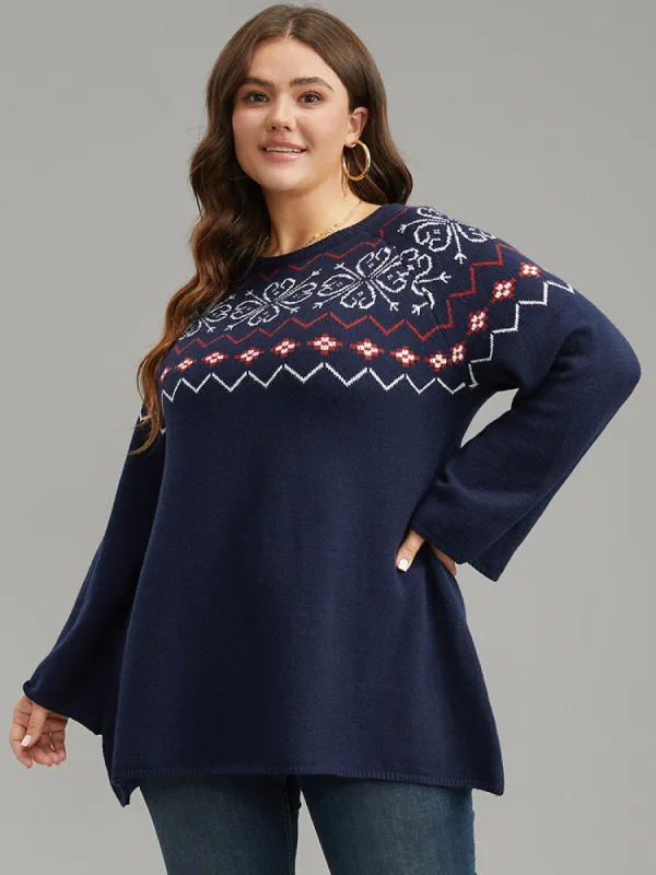 Supersoft Essentials Geometric Bell Sleeve Pullover sold by Bloomchic