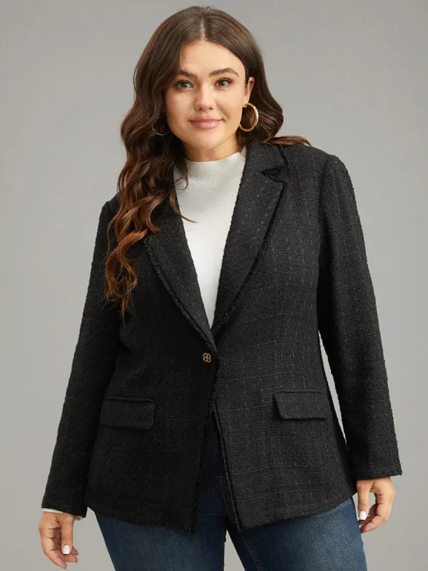 Plain Tweed Plisse Pocket Button Through Blazer sold by Bloomchic