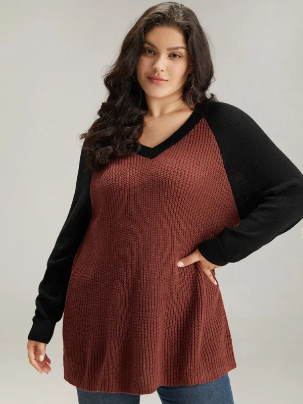 Contrast Raglan Sleeve Plisse Pullover sold by Bloomchic