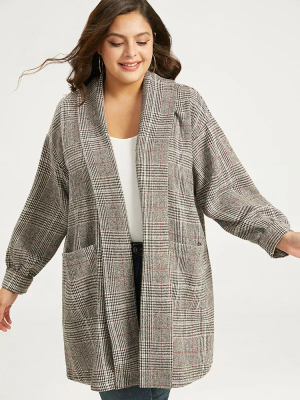 Plaid Lapel Collar Patched Pocket Coat sold by Bloomchic