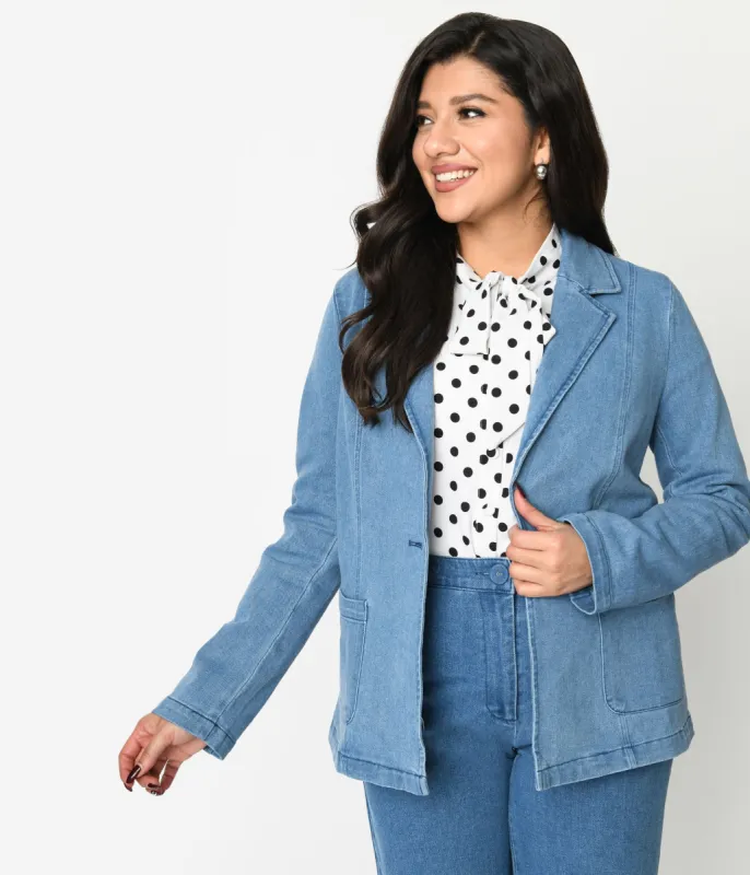 Denim Washed Blazer sold by Unique Vintage