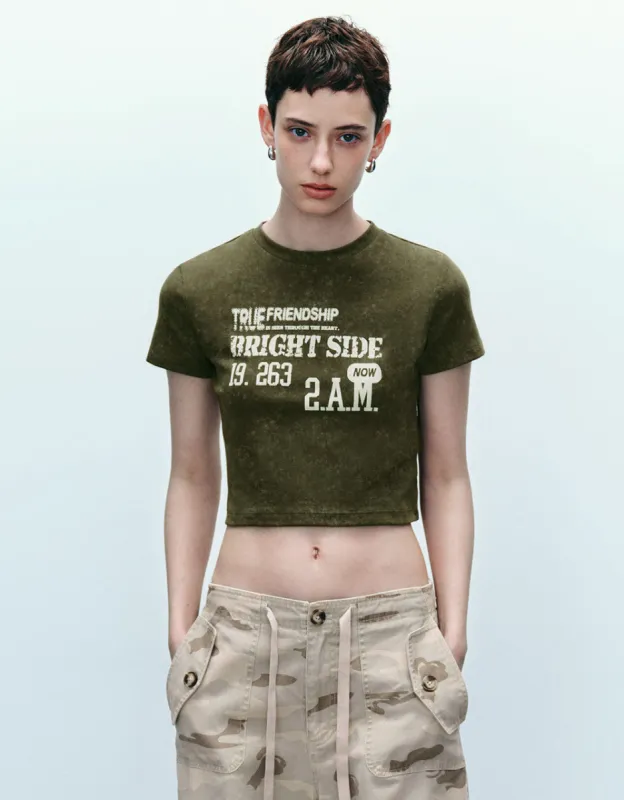 Letter Printed Crew Neck T-Shirt sold by Urban Revivo