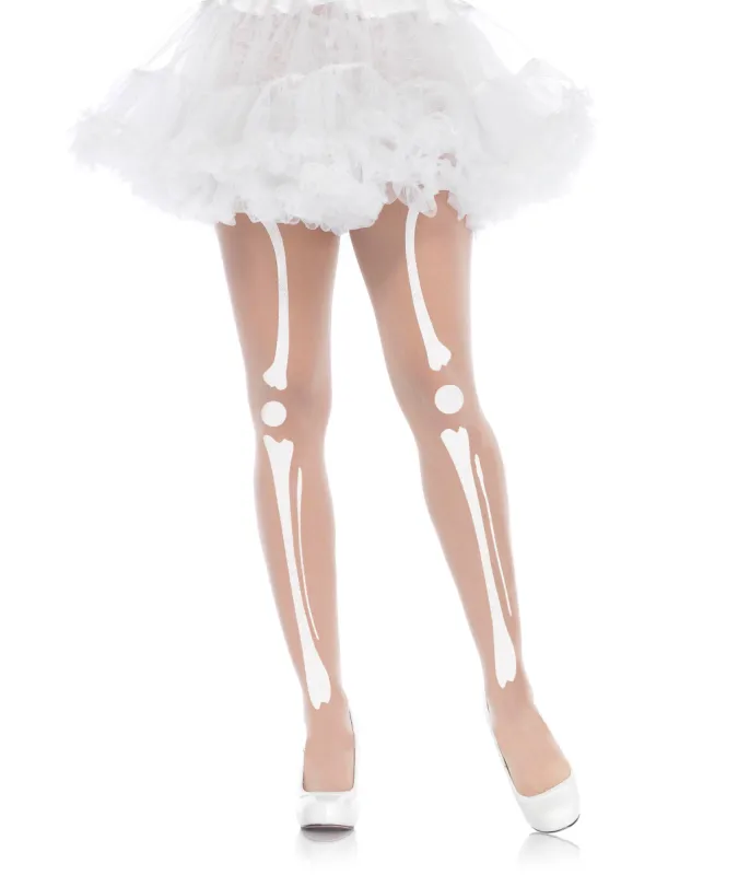 White Skeleton Bone Tights sold by Unique Vintage