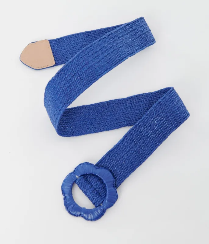 Blue Flower Buckle Woven Belt sold by Unique Vintage