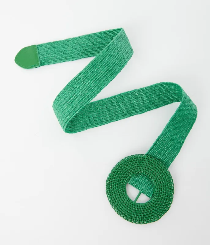 Green Circle Buckle Woven Belt sold by Unique Vintage