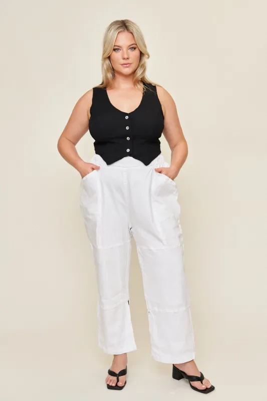 Leah Cotton Tencel Split-Hem Cargo Pant sold by What Lo Wants