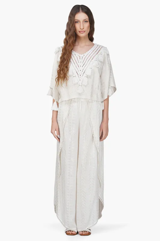 Golden Pearl Lurex Tassel Crochet Blouse sold by America & Beyond