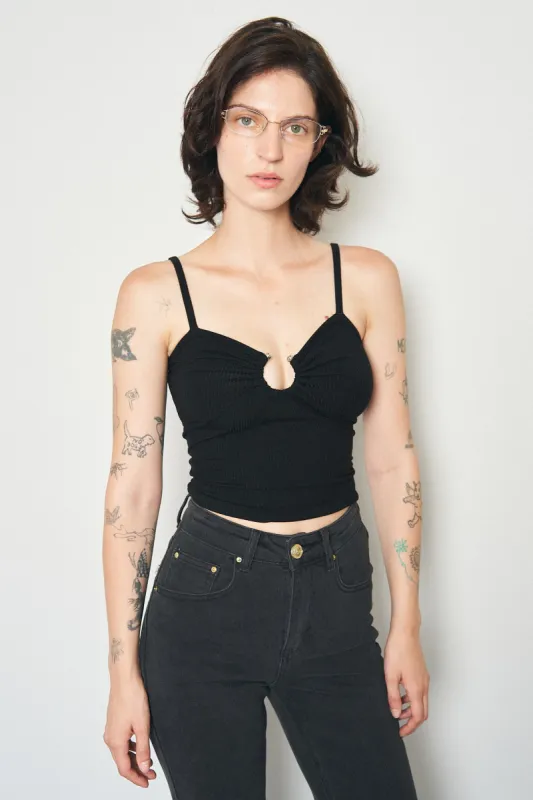 Septum Ring Tencel Rib Cami Black | Parallel