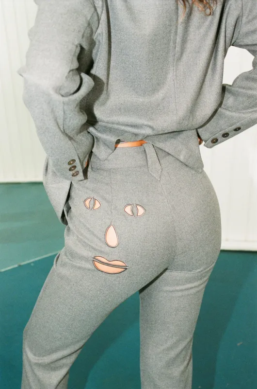 Face cut out Trousers Dark Gray sold by Fashion Brand Company