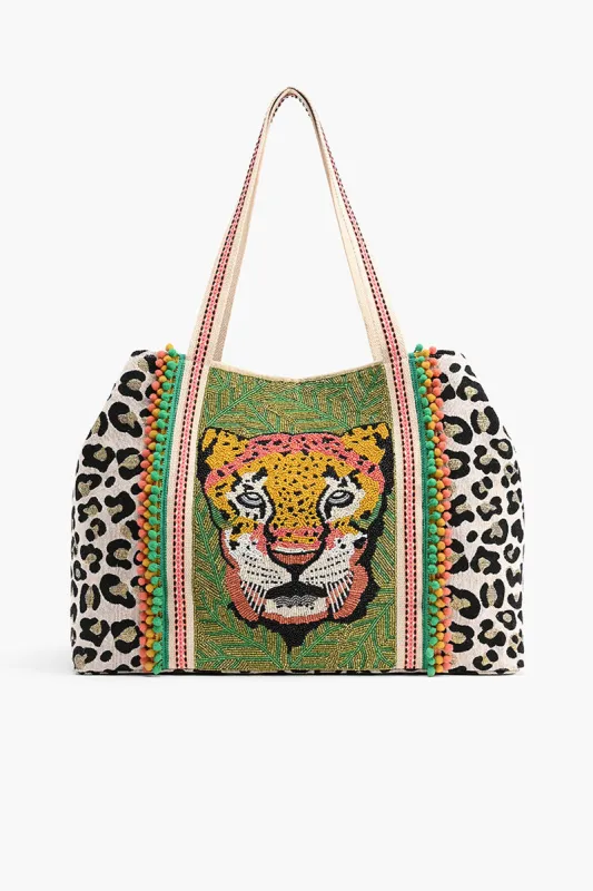 Forestry Leopard Embellished Tote sold by America & Beyond
