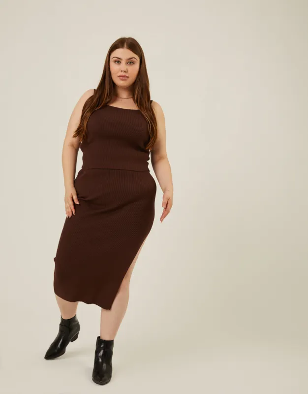 Plus Size Rib Knit Midi Skirt sold by 2020 Ave
