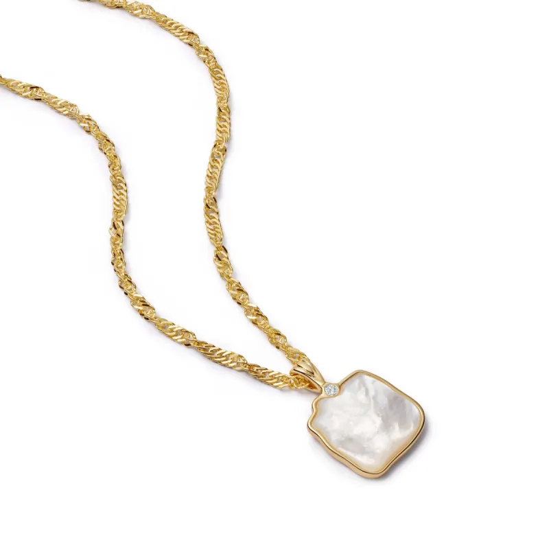 Organic Mother Of Pearl Necklace 18ct Gold Plate sold by Daisy Jewellery