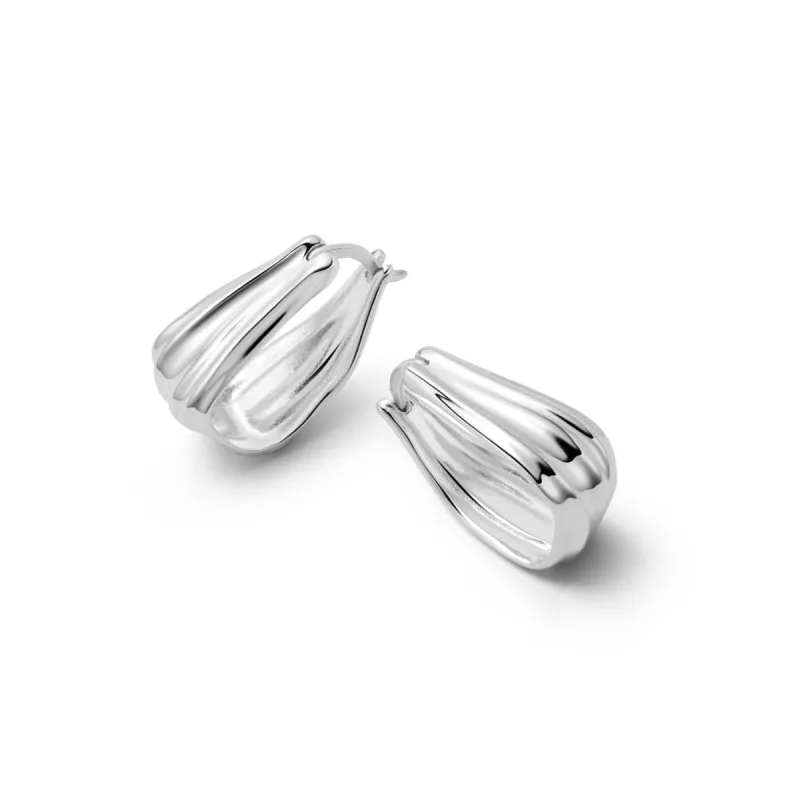 Organic Creole Earrings Sterling Silver sold by Daisy Jewellery