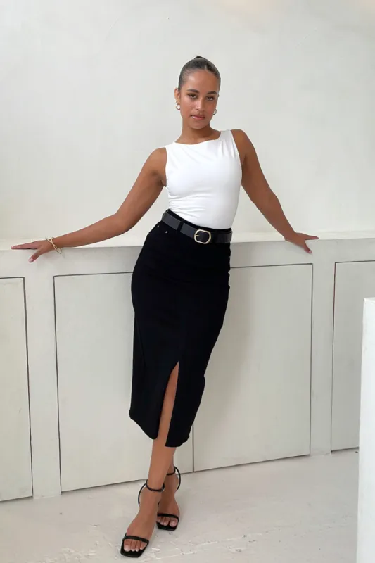 HUDSON MIDI SKIRT BLACK sold by FAYT The Label