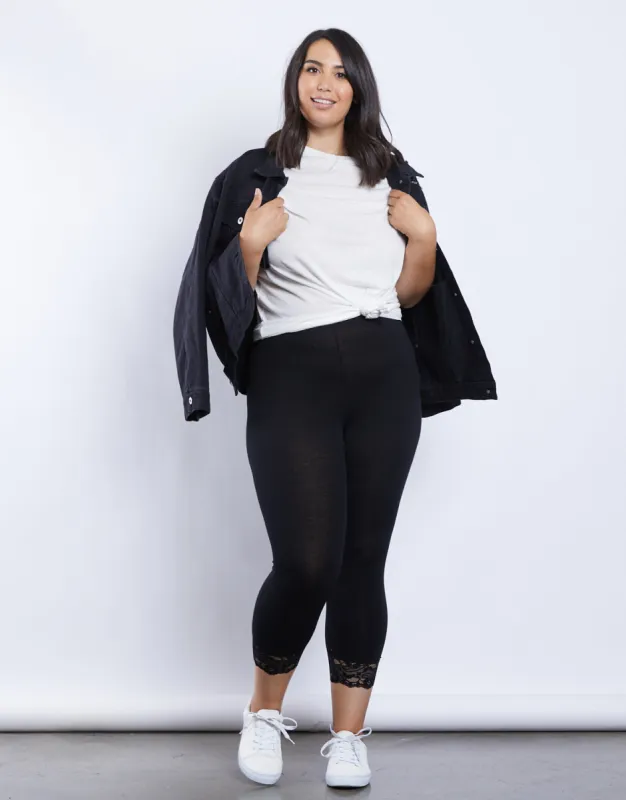 Plus Size Lace Trimmed Leggings sold by 2020 Ave