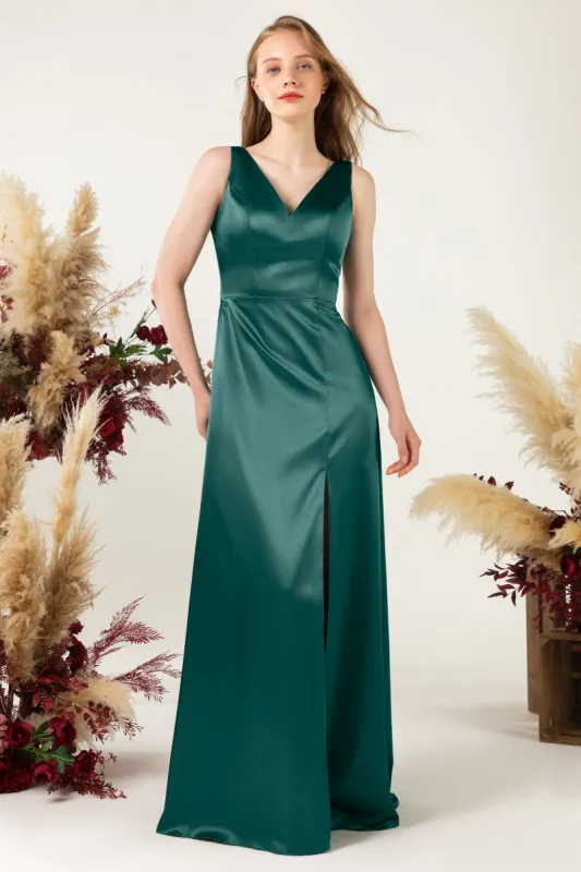 Sheath Sweep Acetate Satin Bridesmaid Dress Formal Dresses CB0502 sold by Cocomelody