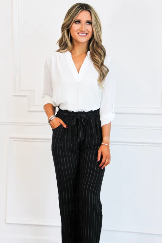RESTOCK: Roll Tab Sleeve Top: White sold by Bella and Bloom