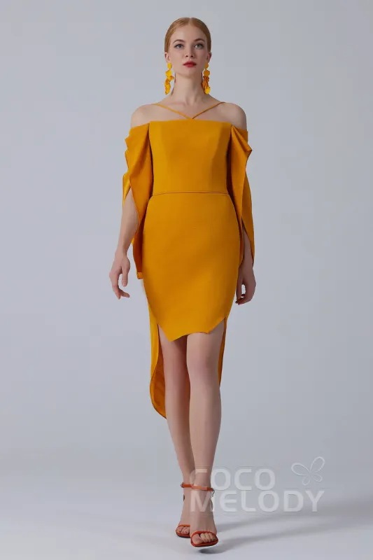 Asymmetrical High-Low Twisted Silk Fabric Dress CS0210 sold by Cocomelody