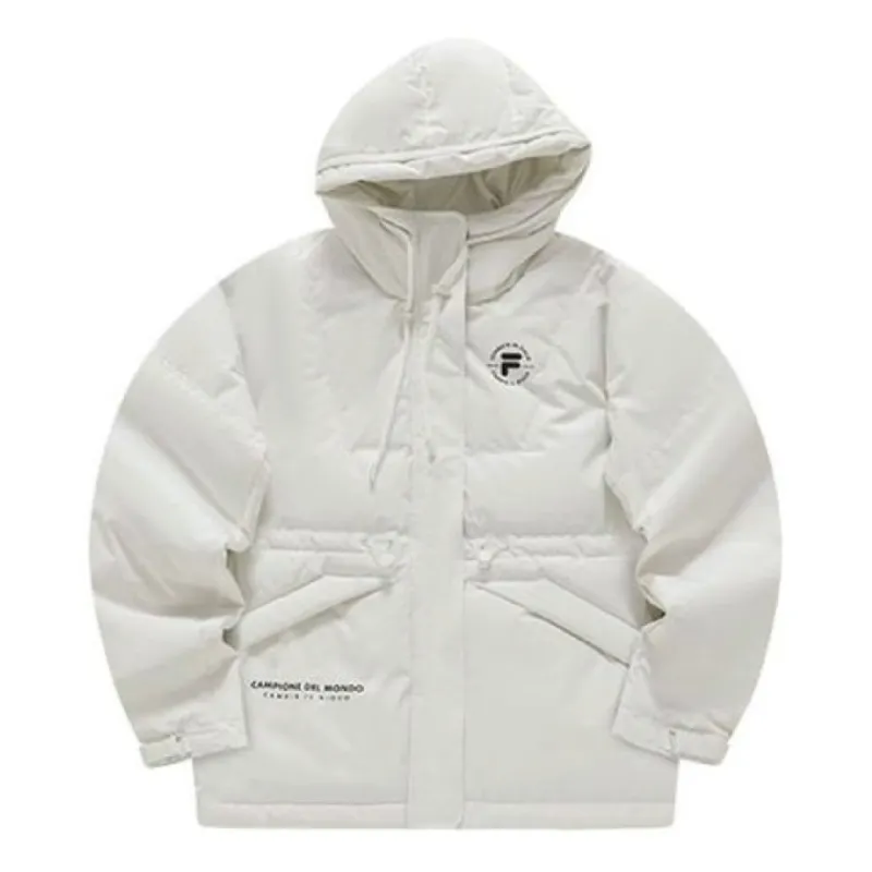(WMNS) FILA FUSION Hooded Down Jacket 'White' T11W345911F-WT sold by KicksCrew