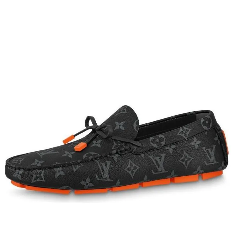 LOUIS VUITTON LV Driver Moccasins Shoes 'Black Monogram with Red' 1AAF38 sold by KicksCrew
