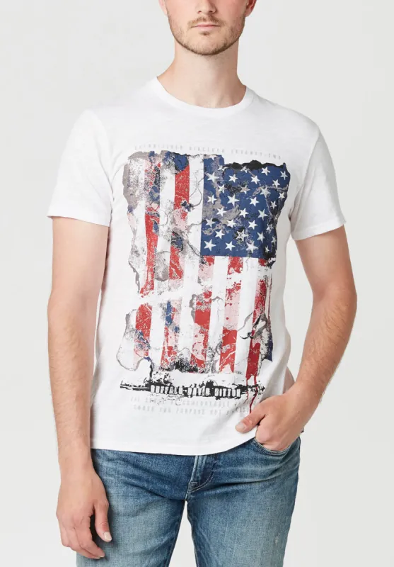 Tacio Men's Banner Wave Americana T-Shirt in White - BM23762 sold by Buffalo Jeans