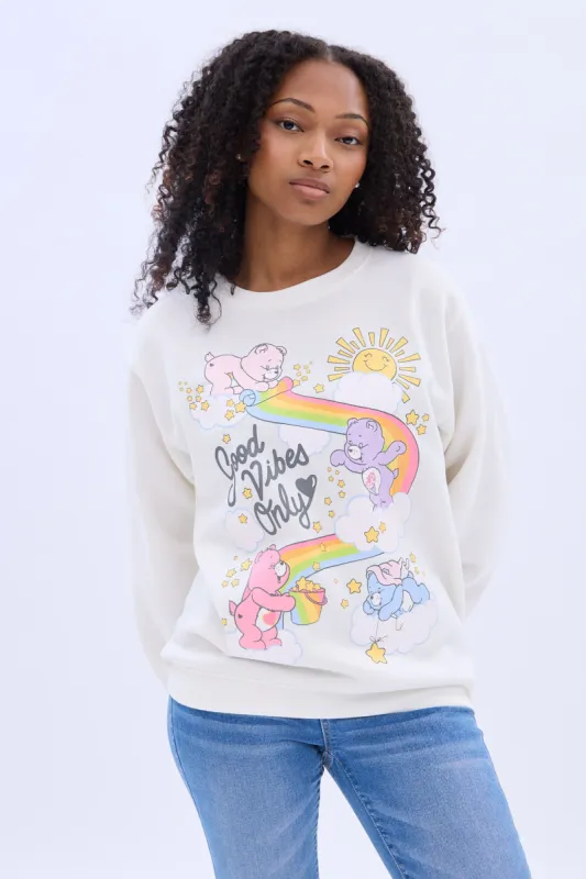 Care Bears Vibes Graphic Crew Neck Sweatshirt sold by Bluenotes