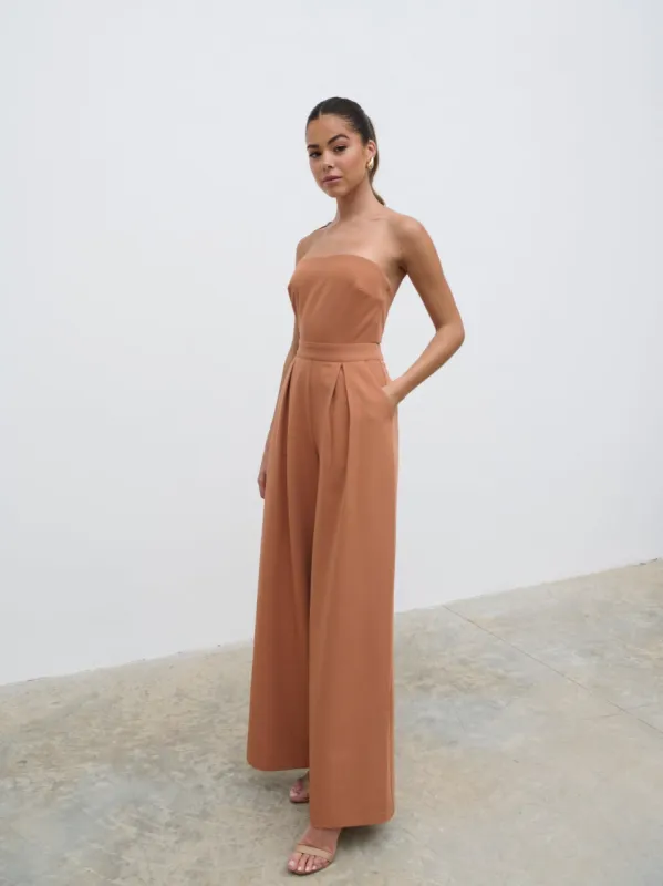 Campbell Bandeau Jumpsuit - Sunburn sold by Pretty Lavish