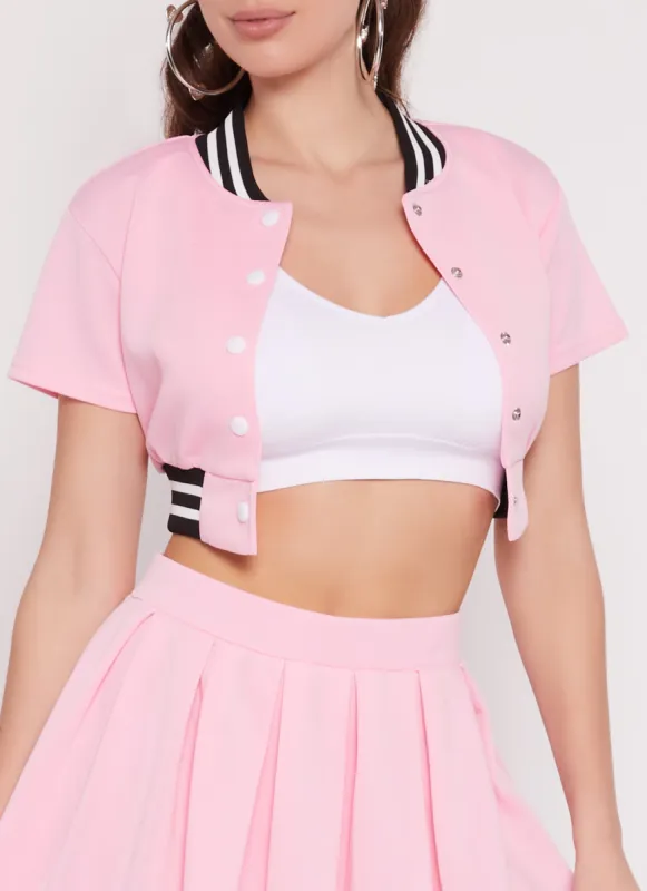 Daisy Short Sleeve Cropped Bomber Jacket sold by Rainbow