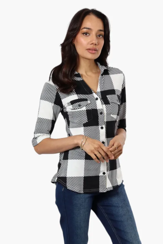 Urbanology Plaid Flap Pocket Button Down Shirt - Black sold by Fairweather