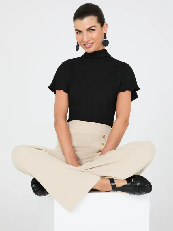 Short Dolman Sleeve Textured Mock Neck Top sold by Suzy Shier