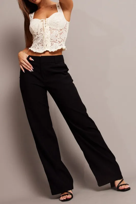 Black Straight Fit Pants Mid Rise sold by Ally Fashion