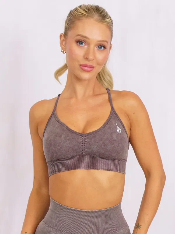 Stonewash Seamless Sports Bra - Chocolate Stonewash sold by Ryderwear