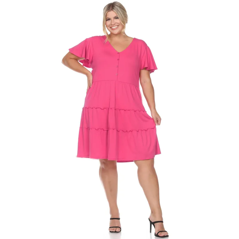 Short Sleeve V-neck Tiered Dress - Plus sold by Dress Barn