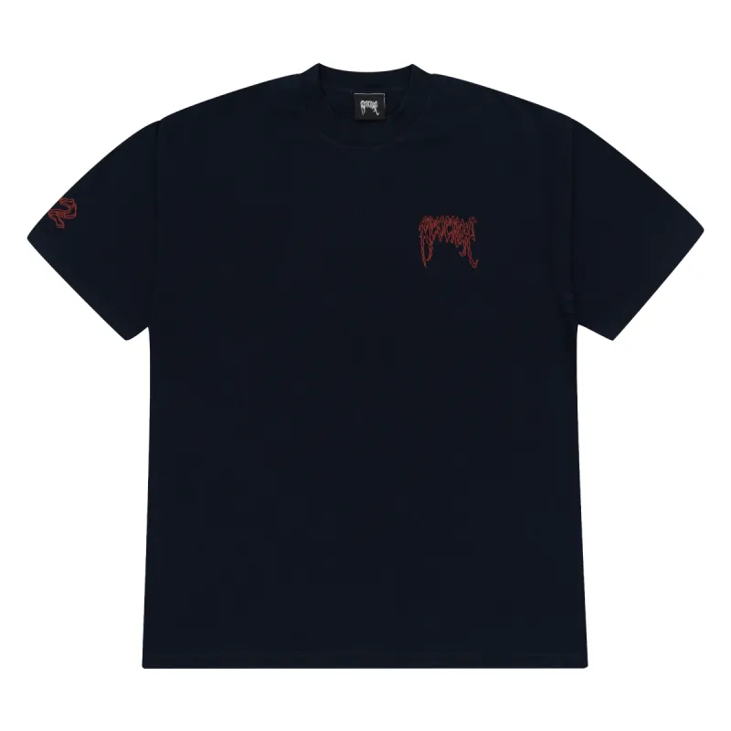 Revenge x Zillakami Crossbones Skull Tee Navy/Red sold by PLUS