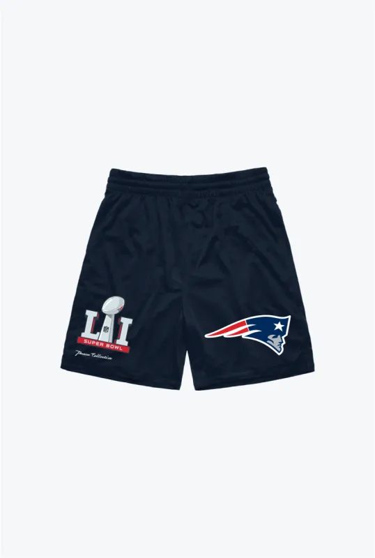 New England Patriots Super Bowl LI Mesh Shorts - Navy sold by Peace-Collective