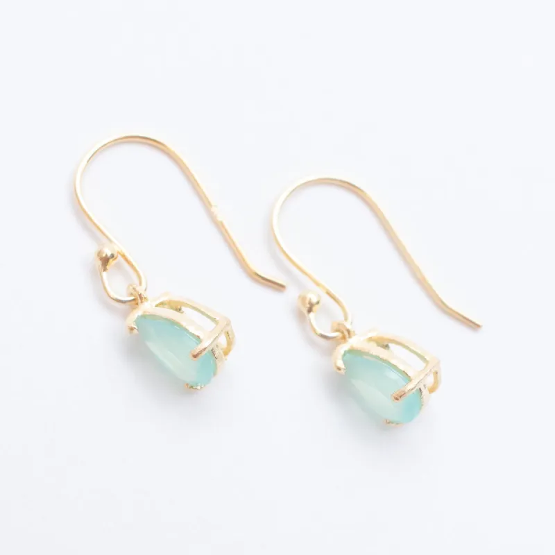 Aqua Chalcedony Gold Vermeil Teardrop Earrings sold by Silver Lotus