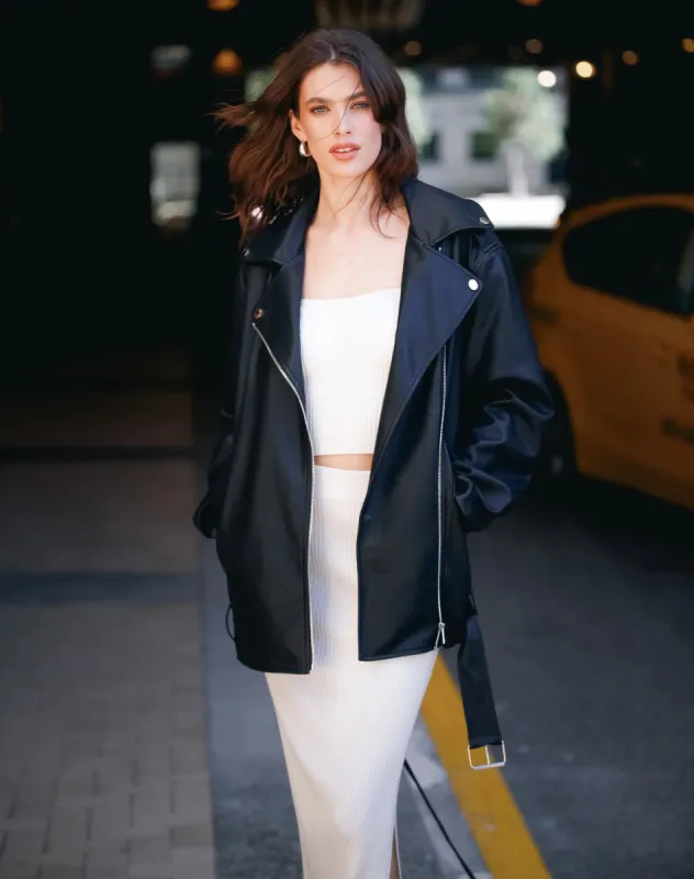 Florence Vegan Leather Moto Jacket sold by Silver Lotus