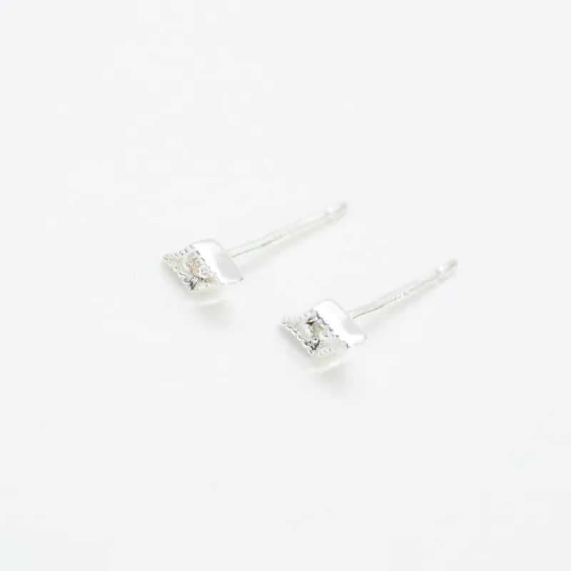 Silver Vintage Diamond Shaped Studs sold by Silver Lotus